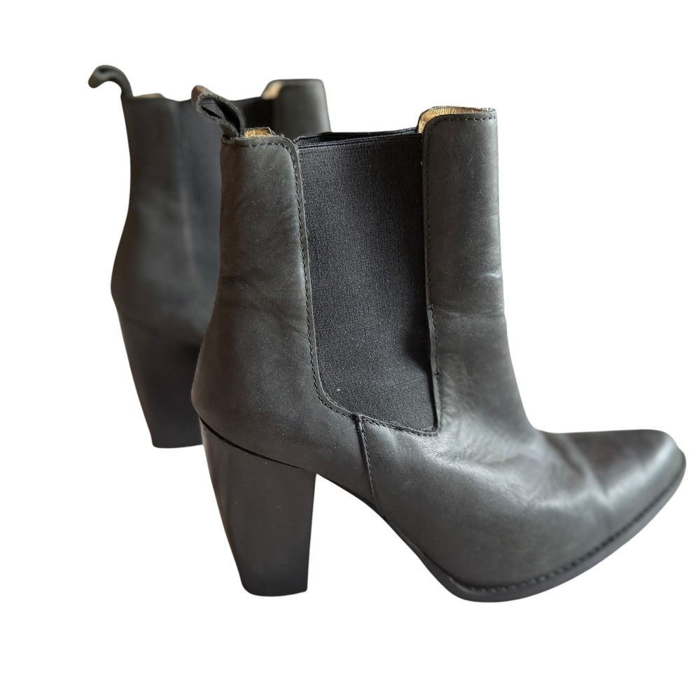 Ivylee Copenhagen Black Leather Chelsea Boots Portugal Block Heel EU 39 US 8.5 - Picture 2 of 6